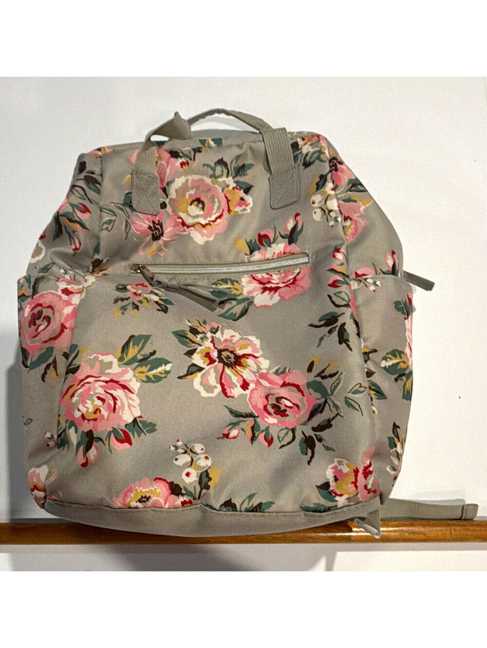Baby Essentials Floral Diaper Backpack, Gray/Pink Polyester, Changing Pad